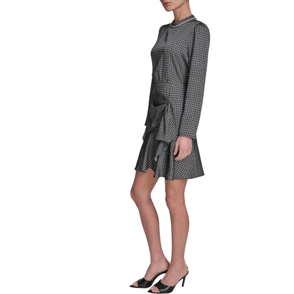 BCBG Black and Gray Patterned Midi Dress - Picture 2 of 6